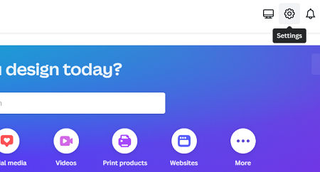 Settings on Canva