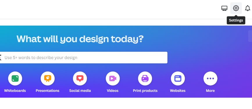 Settings on Canva