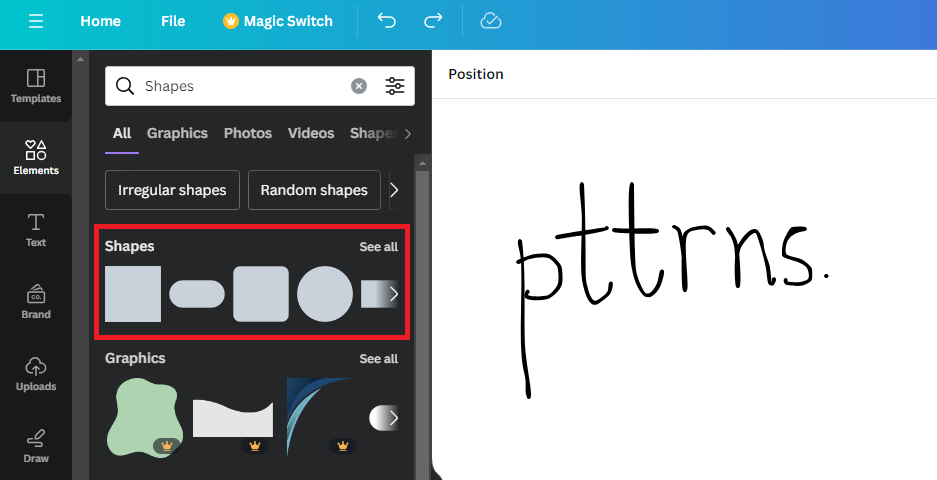 Shapes on Canva