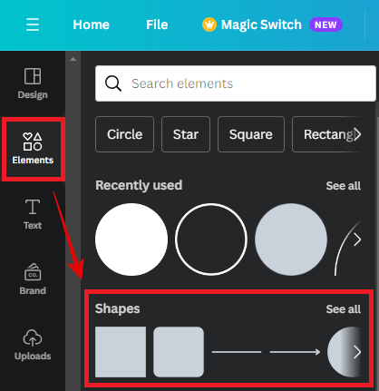 Shapes in Canva