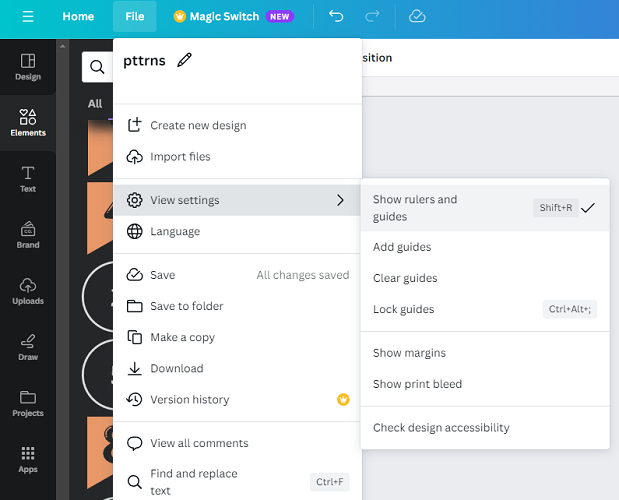 Show rulers and guides