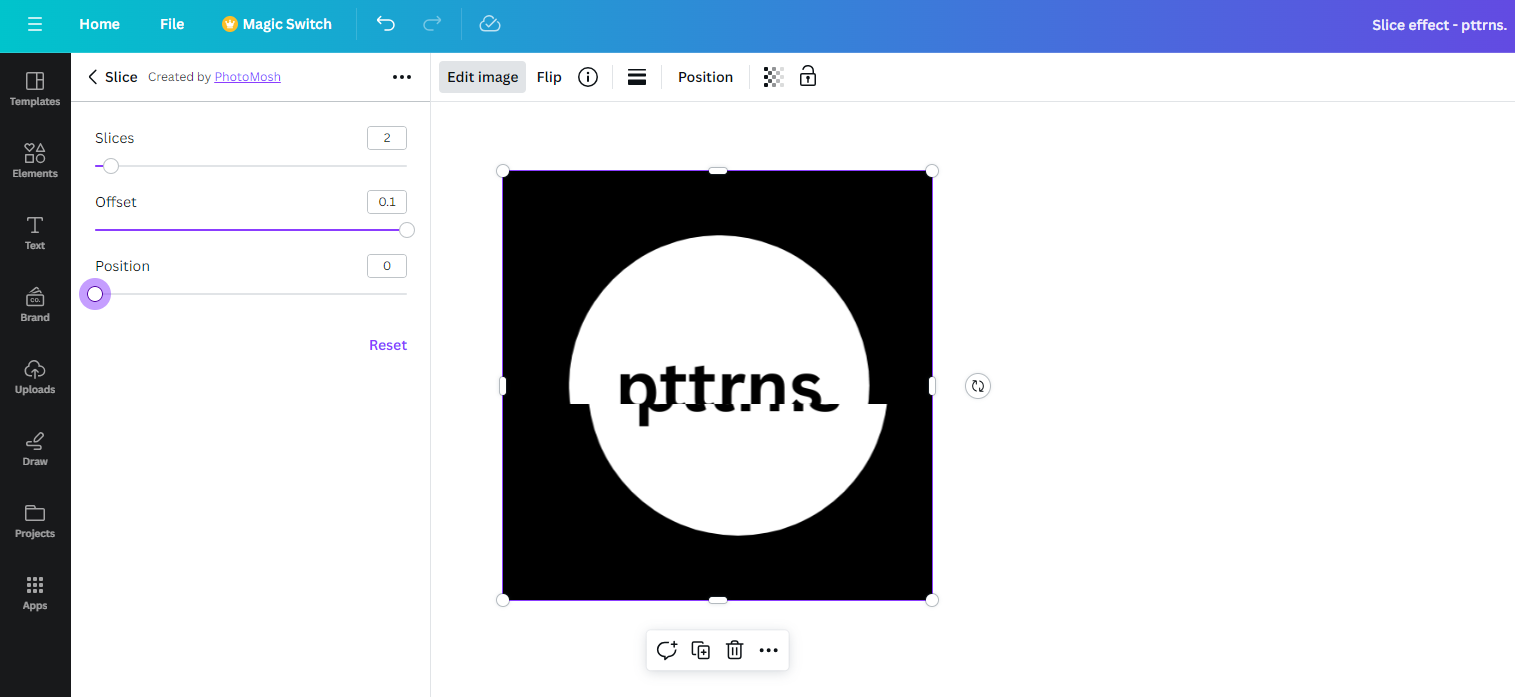 Slice effect created