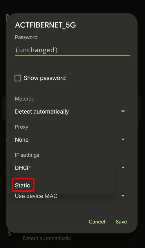 Static IP Settings