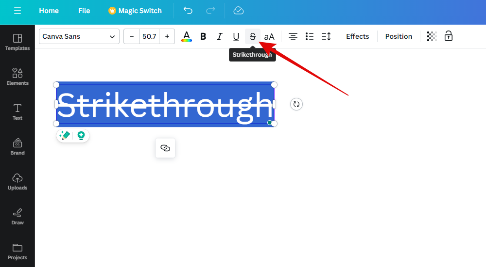Strikethrough effect