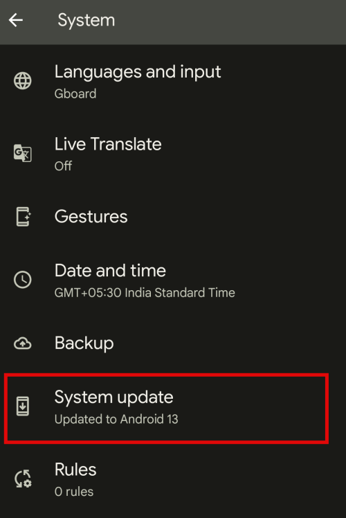 System Update