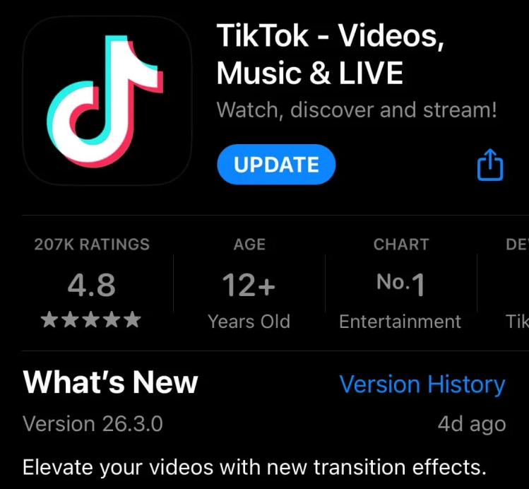 Tiktok Update iPhone