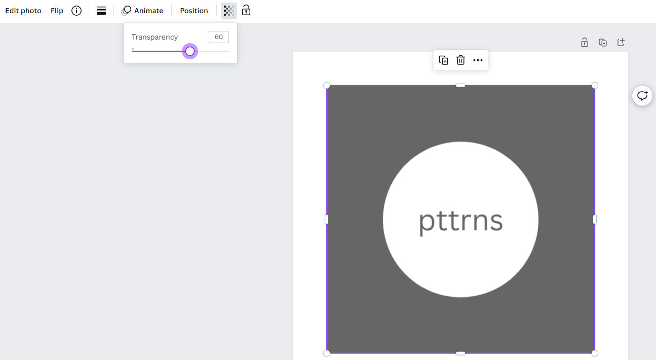 Transparency slider