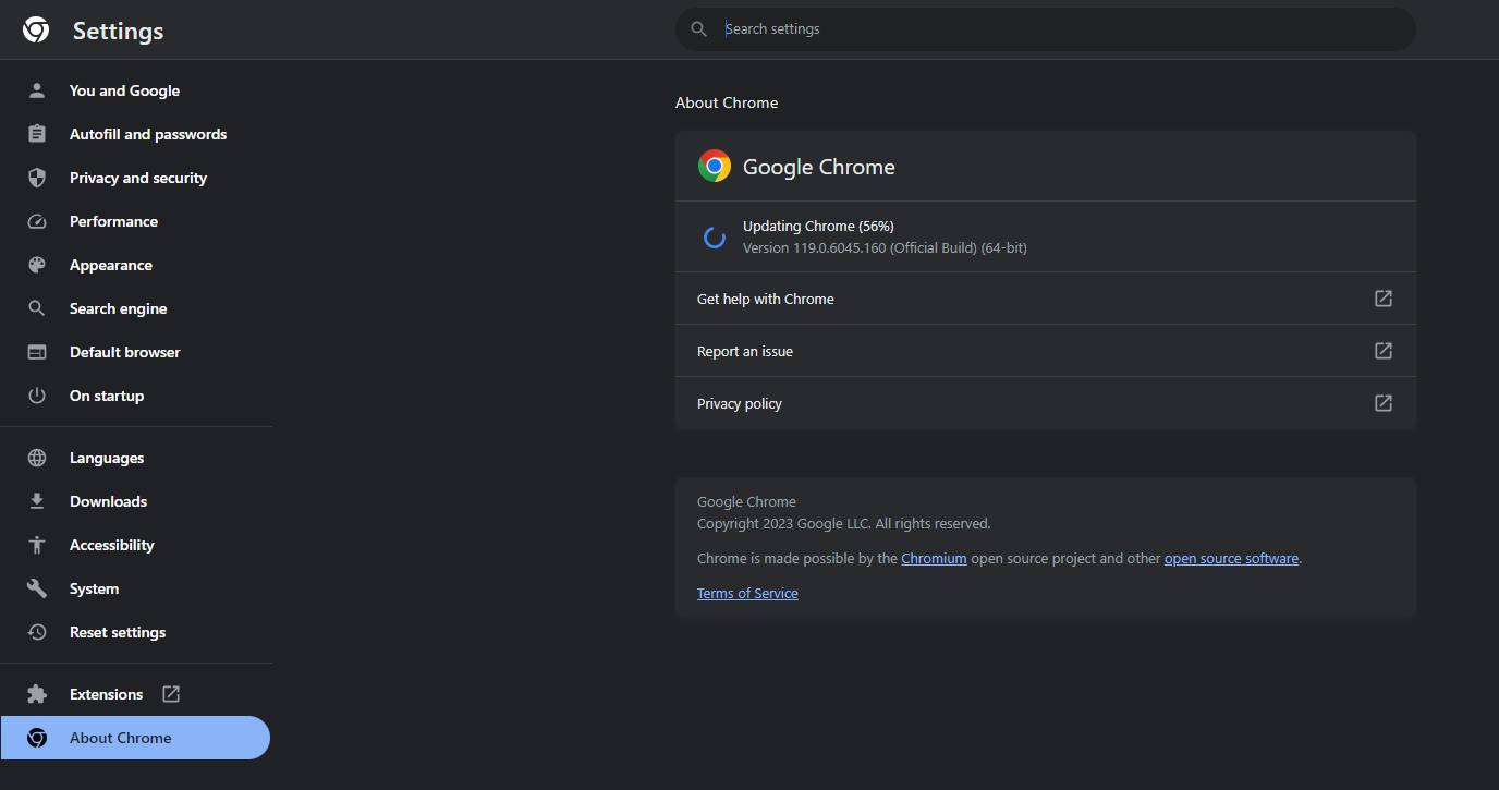 Updating Chrome